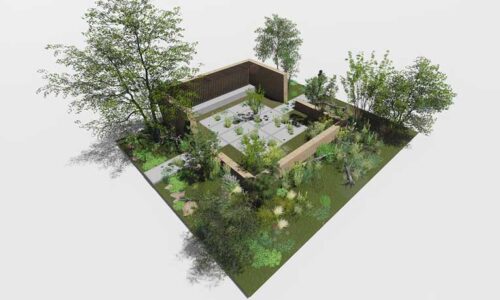 Rendering of a garden at the Hampton Court Flower Show