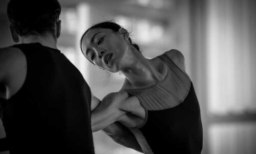 Sangeun Lee and Gareth Haw from the English National Ballet rehearse David Dawson's Metamorphosis 1