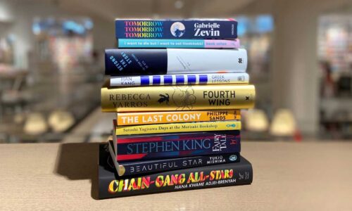 A pile of Foyles bestselling books