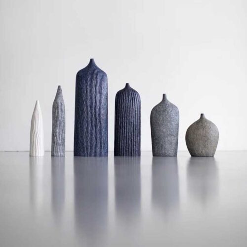 Six wooden vase forms