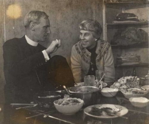Richard and Joan Rutt sharing a meal, South Korea, 1969