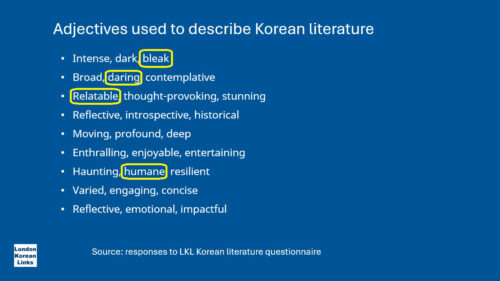 Adjectives used to describe Korean literature